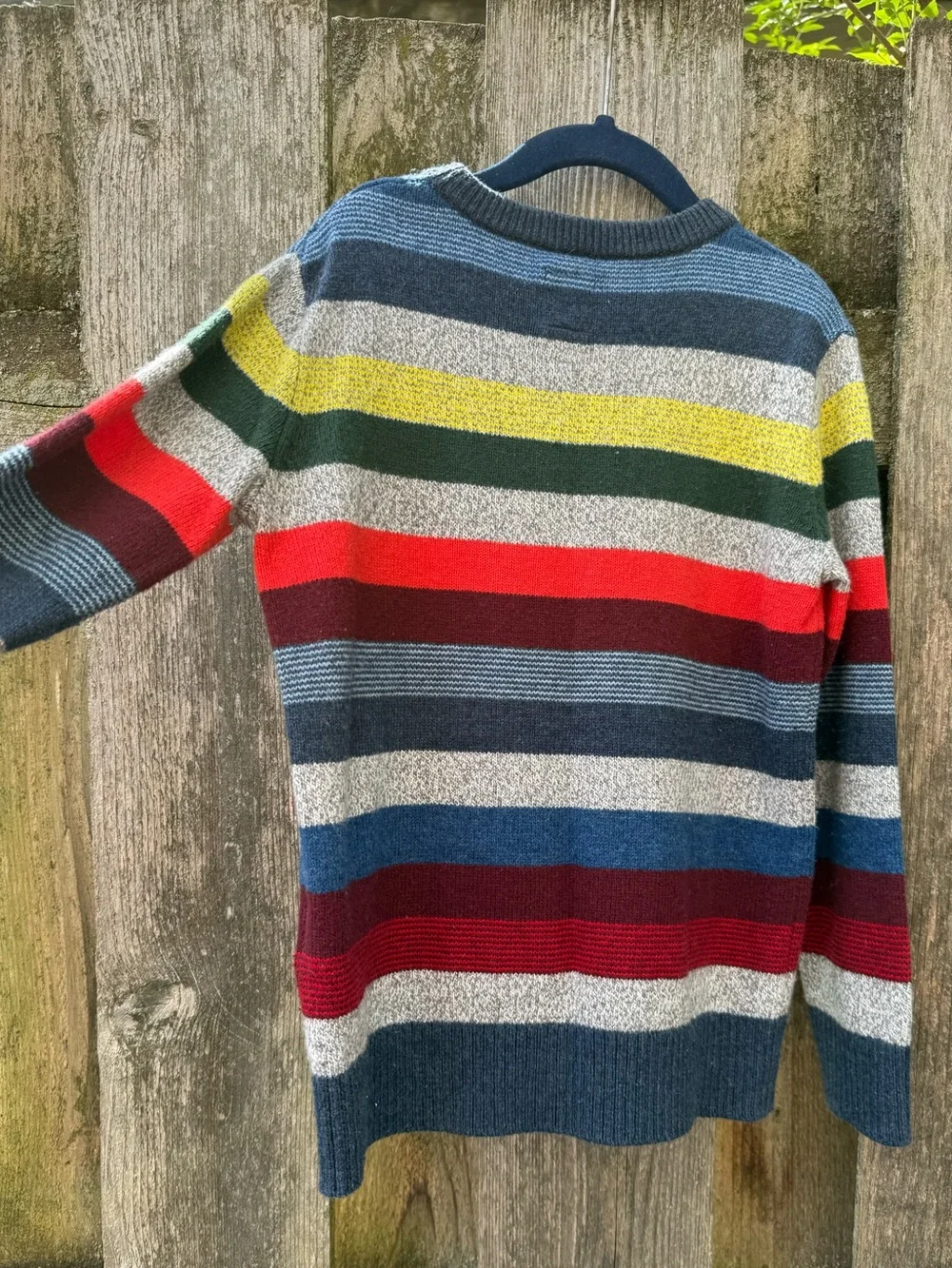Multicolor Striped Crewneck Sweater - Blue, Red, Green & Yellow